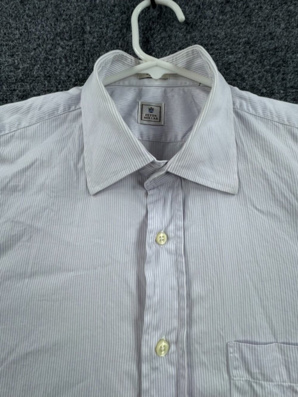 Peter Millar Point Purple Italy Mens Large Striped Button Up Cotton Pocket Shirt